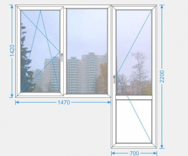 Размеры, материалы изготовления и виды балконных дверей с окном